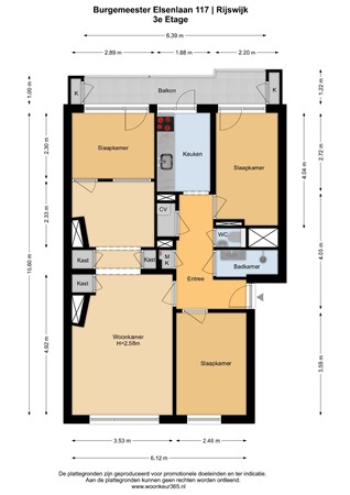 Floorplan - Burgemeester Elsenlaan 117, 2282 NC Rijswijk