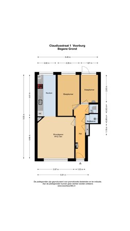 Floorplan - Claudiusstraat 1, 2275 CV Voorburg