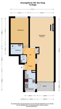 Floorplan - Smaragdhorst 100, 2592 RS Den Haag
