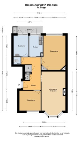 Floorplan - Bennekomstraat 67, 2573 RC Den Haag