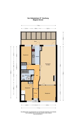 Floorplan - Van Halewijnlaan 57, 2274 TD Voorburg