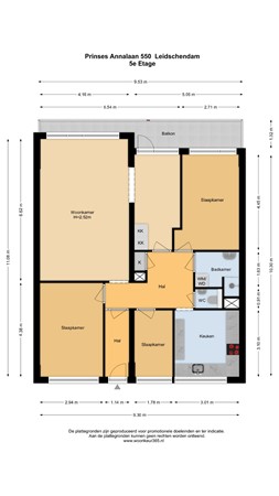 Floorplan - Prinses Annalaan 550, 2263 XZ Leidschendam