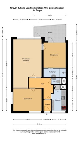 Floorplan - Gravin Juliana van Stolberglaan 195, 2263 AC Leidschendam