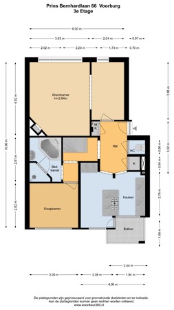 Floorplan - Prins Bernhardlaan 66, 2274 JB Voorburg