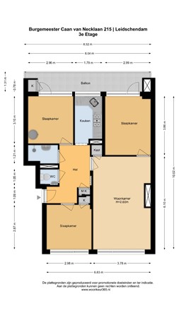 Floorplan - Burgemeester Caan van Necklaan 215, 2262 GH Leidschendam