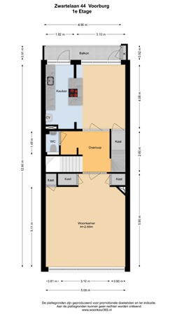 Floorplan - Zwartelaan 44, 2271 BS Voorburg