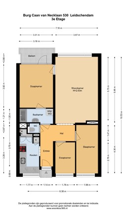 Floorplan - Burgemeester Caan van Necklaan 530, 2262 HB Leidschendam