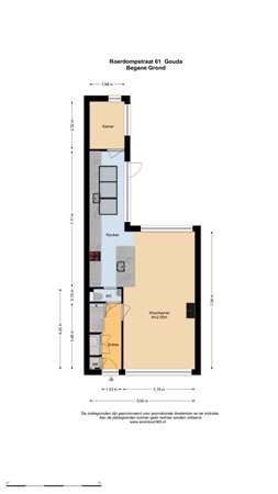 Floorplan - Roerdompstraat 61, 2802 CS Gouda