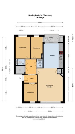 Floorplan - Staringkade 14, 2273 RN Voorburg