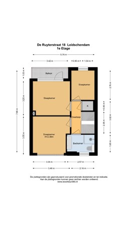 Floorplan - De Ruyterstraat 18, 2266 KW Leidschendam