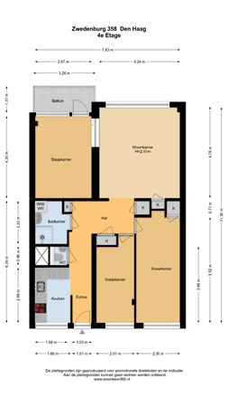 Floorplan - Zwedenburg 358, 2591 BP The Hague