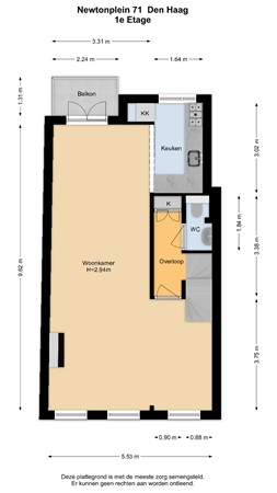 Floorplan - Newtonplein 71, 2562 JZ Den Haag