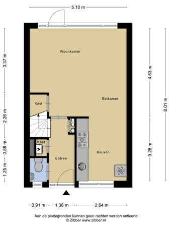 Plattegrond - Vossenburchkade 70, 2805 PC Gouda 