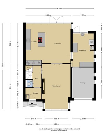 Plattegrond - Jan Sluijtersstraat 11, 3443 HP Woerden 