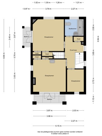 Plattegrond - Utrechtsestraatweg 71II, 3445 AN Woerden 
