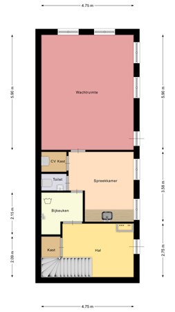 Floorplan - Pottenbakkersstraat 3-3a, 8064 DS Zwartsluis