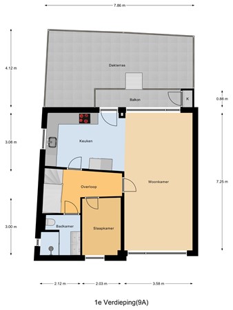 Floorplan - Van Heesenstraat 9a#, 3295 AW 's-Gravendeel
