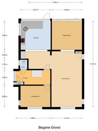 Floorplan - Nieuwestraat 75, 3291 AP Strijen