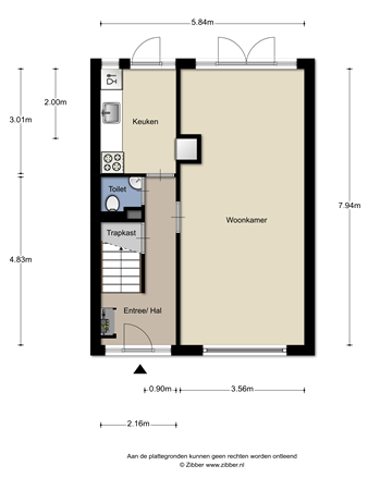 Floorplan - Vliet 27, 3299 XK Maasdam