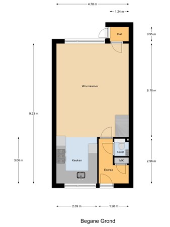 Floorplan - Binnensingel 102, 3291 TC Strijen