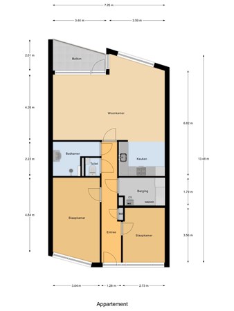 Floorplan - Wilhelminaplein 25, 3262 SW Oud-Beijerland