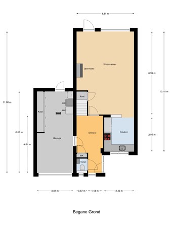 Floorplan - 't Hoogt 37, 3291 GB Strijen