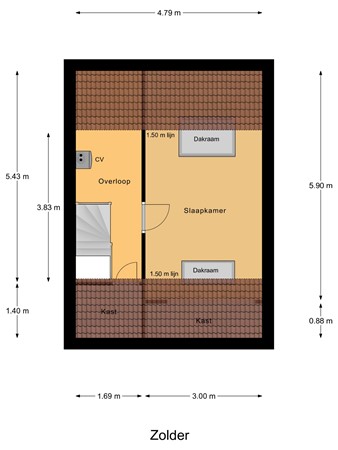Floorplan - 't Hoogt 37, 3291 GB Strijen