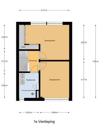 Floorplan - Vlietstraat 26, 3295 GN 's-Gravendeel