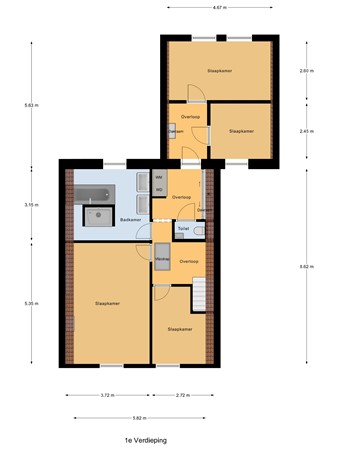 Floorplan - Nieuwestraat 72, 3291 AS Strijen