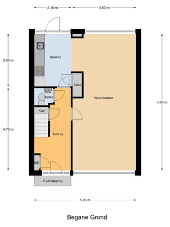 Floorplan - De Roolaan 31, 3273 AD Westmaas