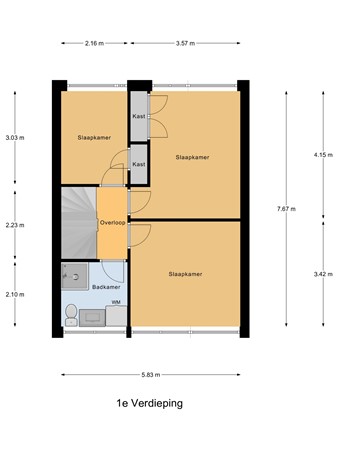 Floorplan - De Roolaan 31, 3273 AD Westmaas