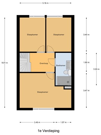 Floorplan - Bonhoefferstraat 8, 3263 SC Oud-Beijerland