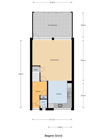 Floorplan - Bonhoefferstraat 8, 3263 SC Oud-Beijerland
