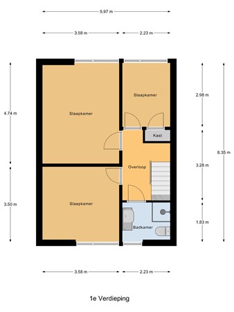 Floorplan - Julianastraat 93, 3291 BL Strijen
