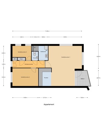 Floorplan - Apollostraat 39, 3291 TK Strijen