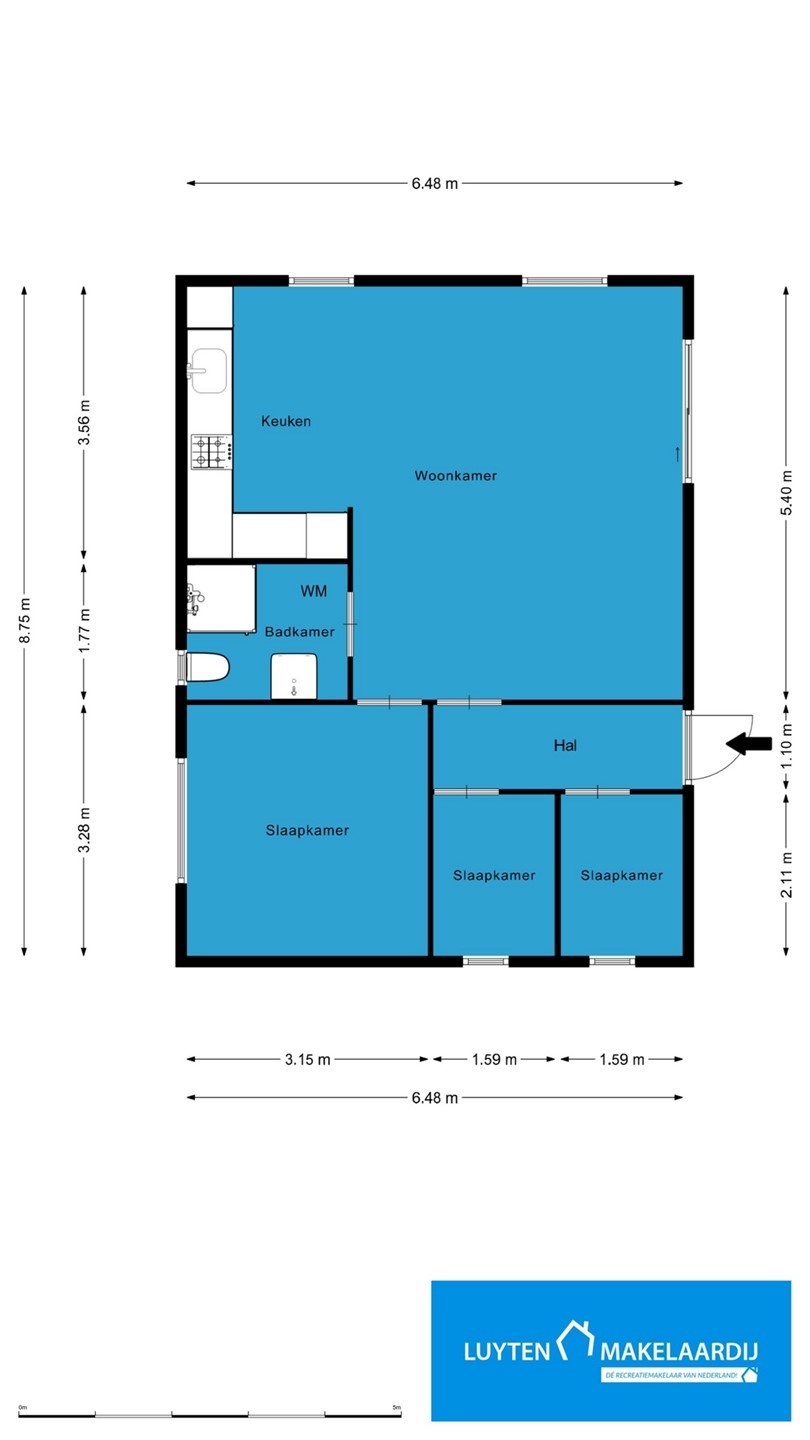 Plattegrond Warme, gezellige recreatiewoning op Résidence de Leuvert