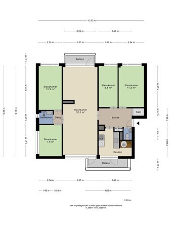 Floorplan - Vondellaan 194, 9721 LK Groningen