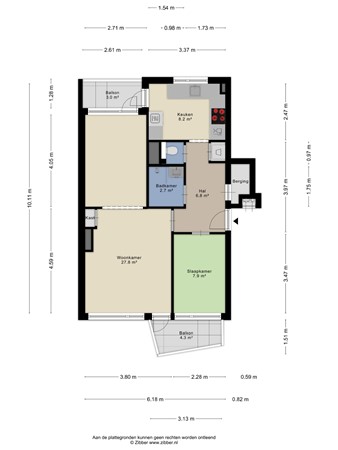 Floorplan - Adriaan van Ostadestraat 65, 9718 RS Groningen