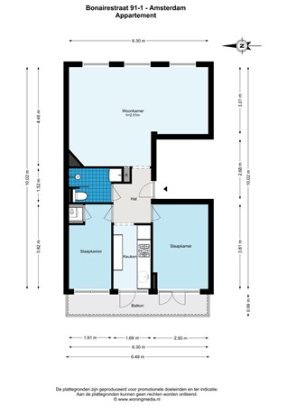 Bonairestraat 91-1, 1058 XG Amsterdam - Bonairestraat 91-1 - Amsterdam - Appartement - 2D.jpg