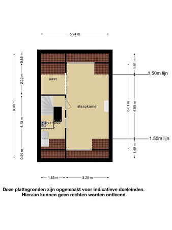 Plattegrond - Vondelweg 454, 2026 BE Haarlem - Tweede verdieping