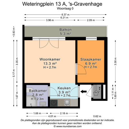 Floorplan - Weteringplein 13a, 2515 AJ Den Haag