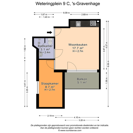 Floorplan - Weteringplein 9C, 2515 AH Den Haag