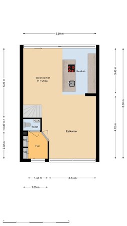 Floorplan - J.R. Thorbeckesingel 13, 3354 AN Papendrecht