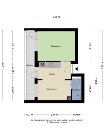 Floorplan - Spaarnedwarsstraat 7A, 2515 VR Den Haag