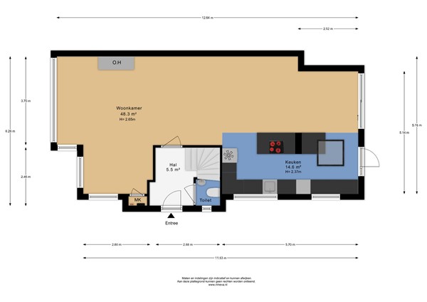 Floorplan - Burgemeester De Villeneuvesingel 41, 3055 AM Rotterdam