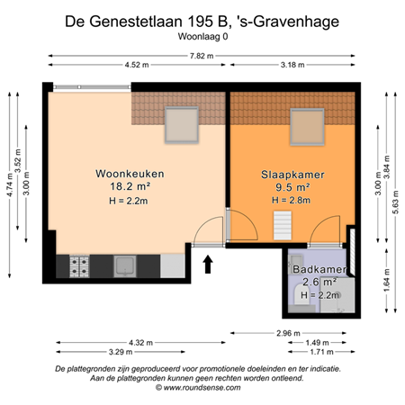 Floorplan - De Genestetlaan 195B, 2522 LH Den Haag