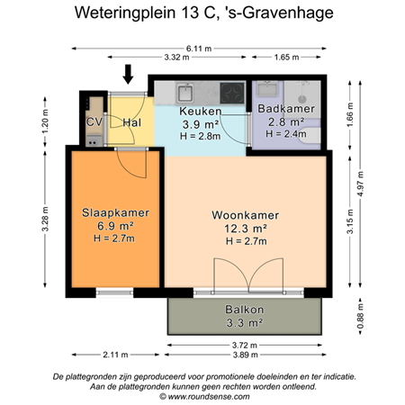 Floorplan - Weteringplein 13c, 2515 AJ Den Haag