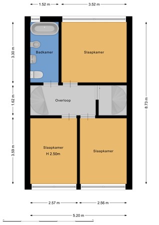 Floorplan - Jan van Zutphenstraat 65, 2037 VA Haarlem
