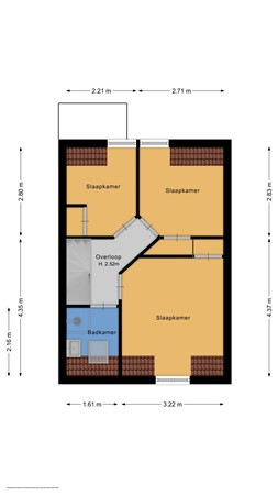 Floorplan - Gijsbrecht van Aemstelstraat 223, 2026 VE Haarlem