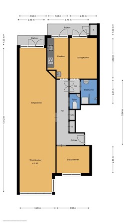 Floorplan - Van Lansbergestraat 111, 2593 SC Den Haag